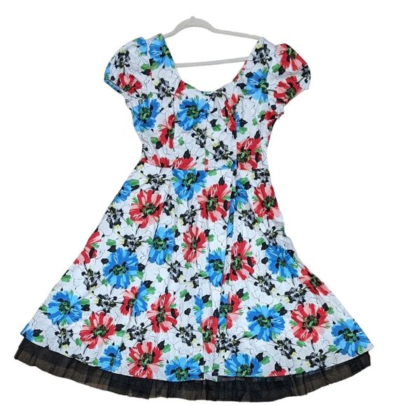 NWT Hearts & Roses Blue Hardy Geranium Tea Dress retro inspired size XL - Picture 1 of 12
